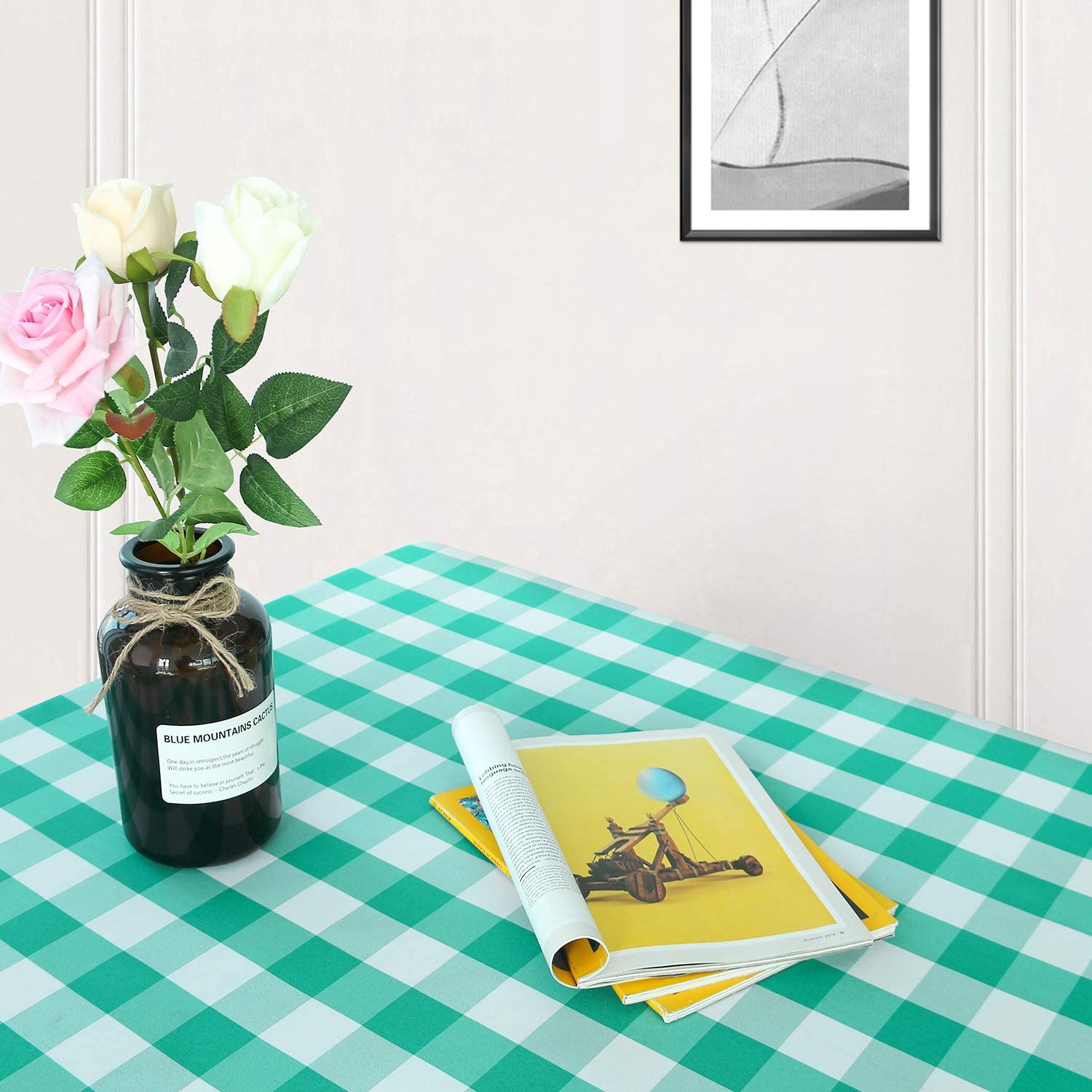 Dining Table Top - Green & White