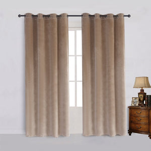 Plain Velvet Curtain Beige
