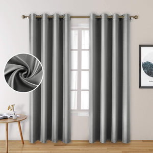 Plain Silk Curtain Grey