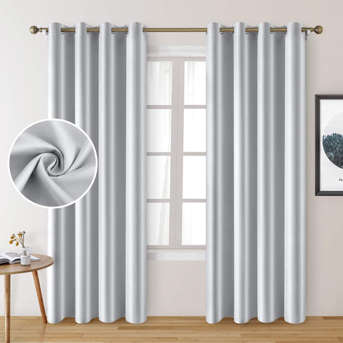 Plain Silk Curtain Greyish White