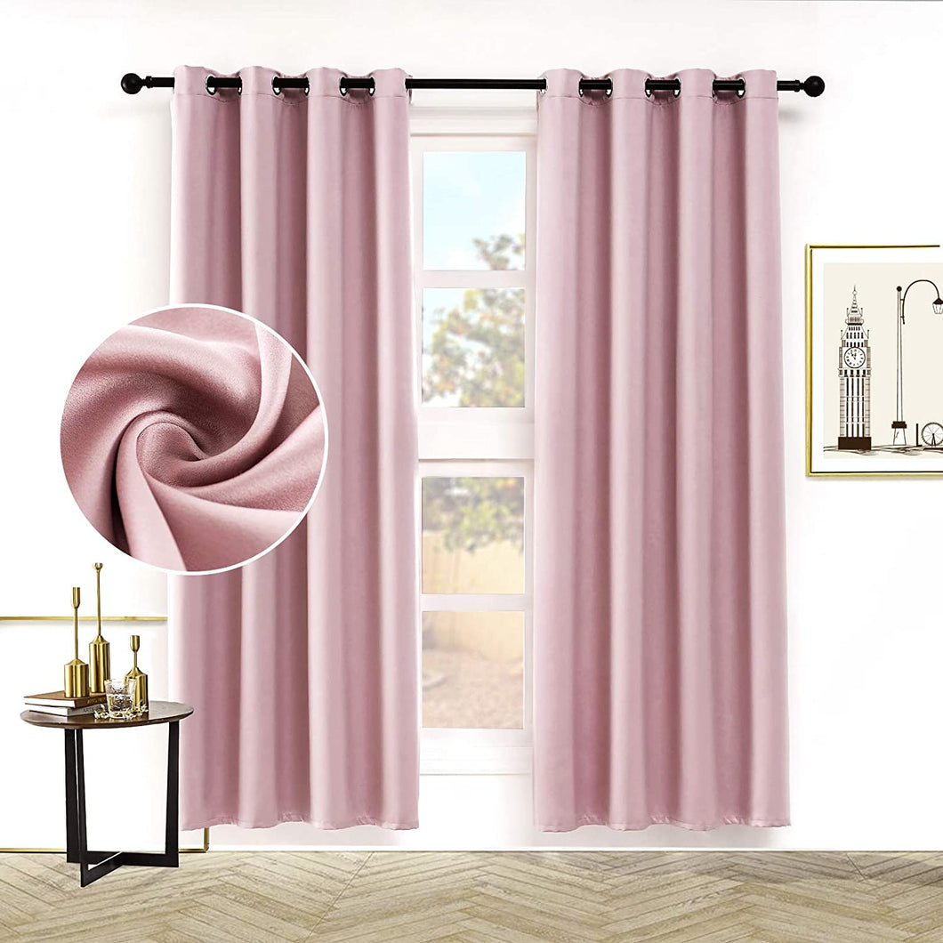 Plain Silk Curtain Light Pink