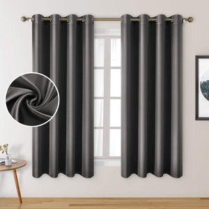 Plain Silk Curtain Charcoal Grey