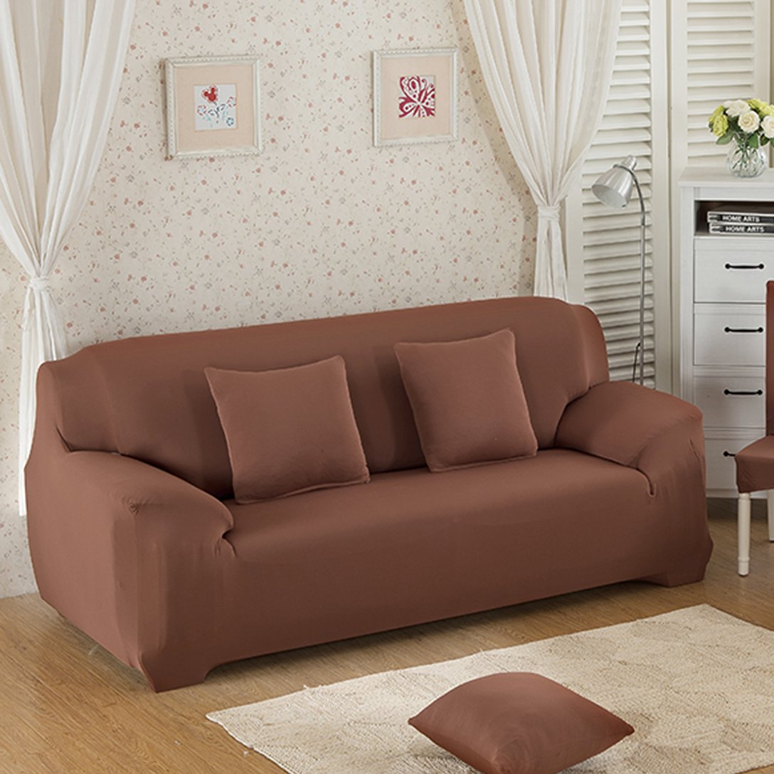 L-Shape (3+3) Lite Brown Color Jersey Fitted Sofa Cover