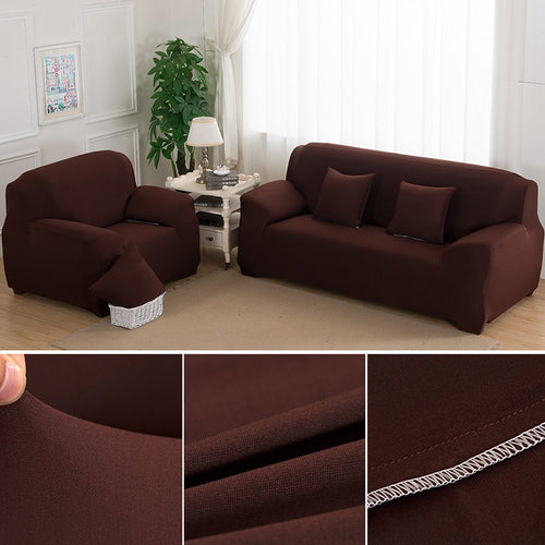 L-Shape (3+3) Dark Brown Color Jersey Fitted Sofa Cover