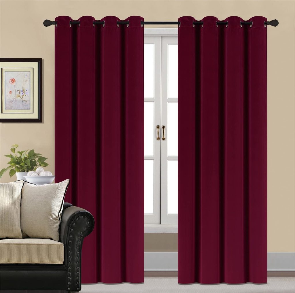 Plain Velvet Curtain Maroon