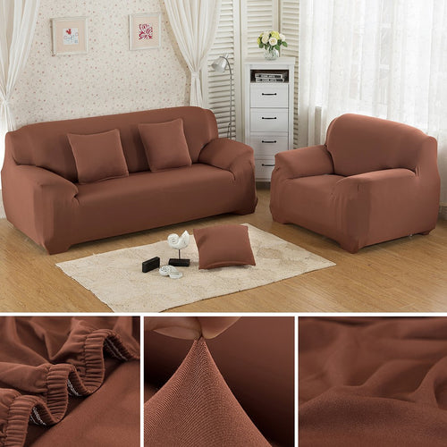 L-Shape (3+3) Lite Brown Color Jersey Fitted Sofa Cover