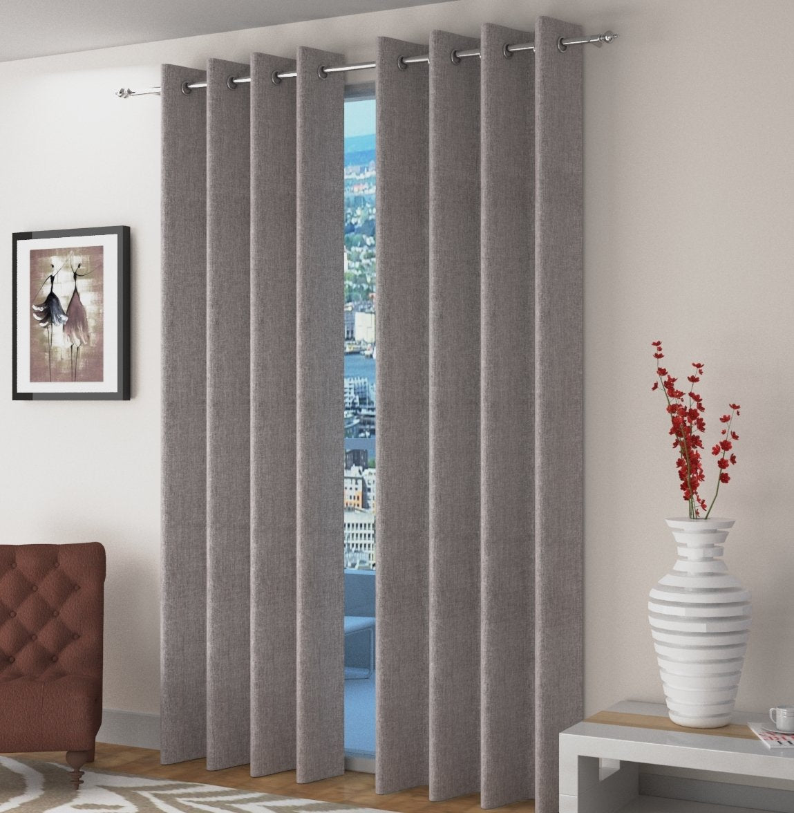 Plain Jute Curtain Lite Grey