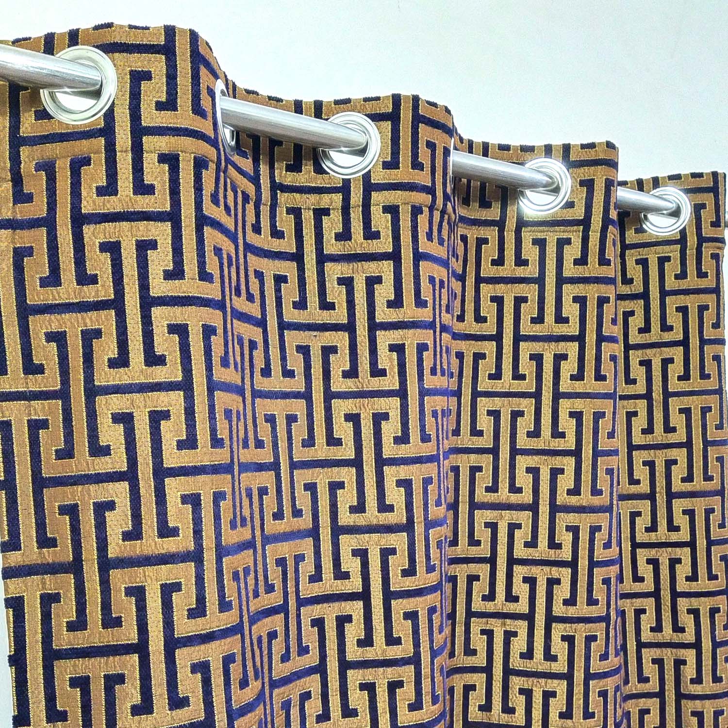 Thick Viscose Curtain Versace Blue