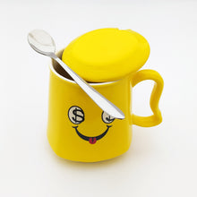Dollar Eyes  Emoji Ceramic Mug with Lid and Spoon