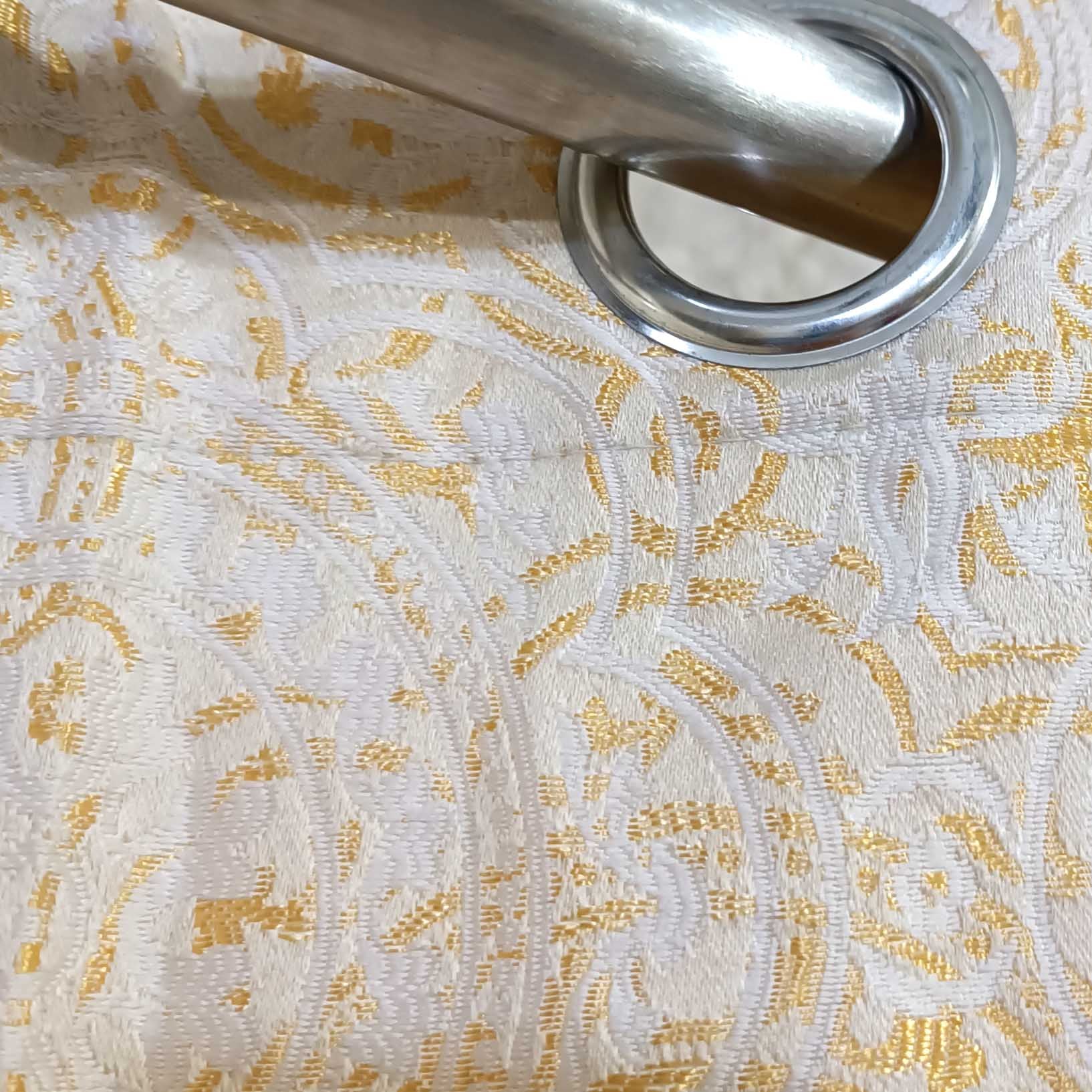 Thick Viscose Curtain Golden on Off-White