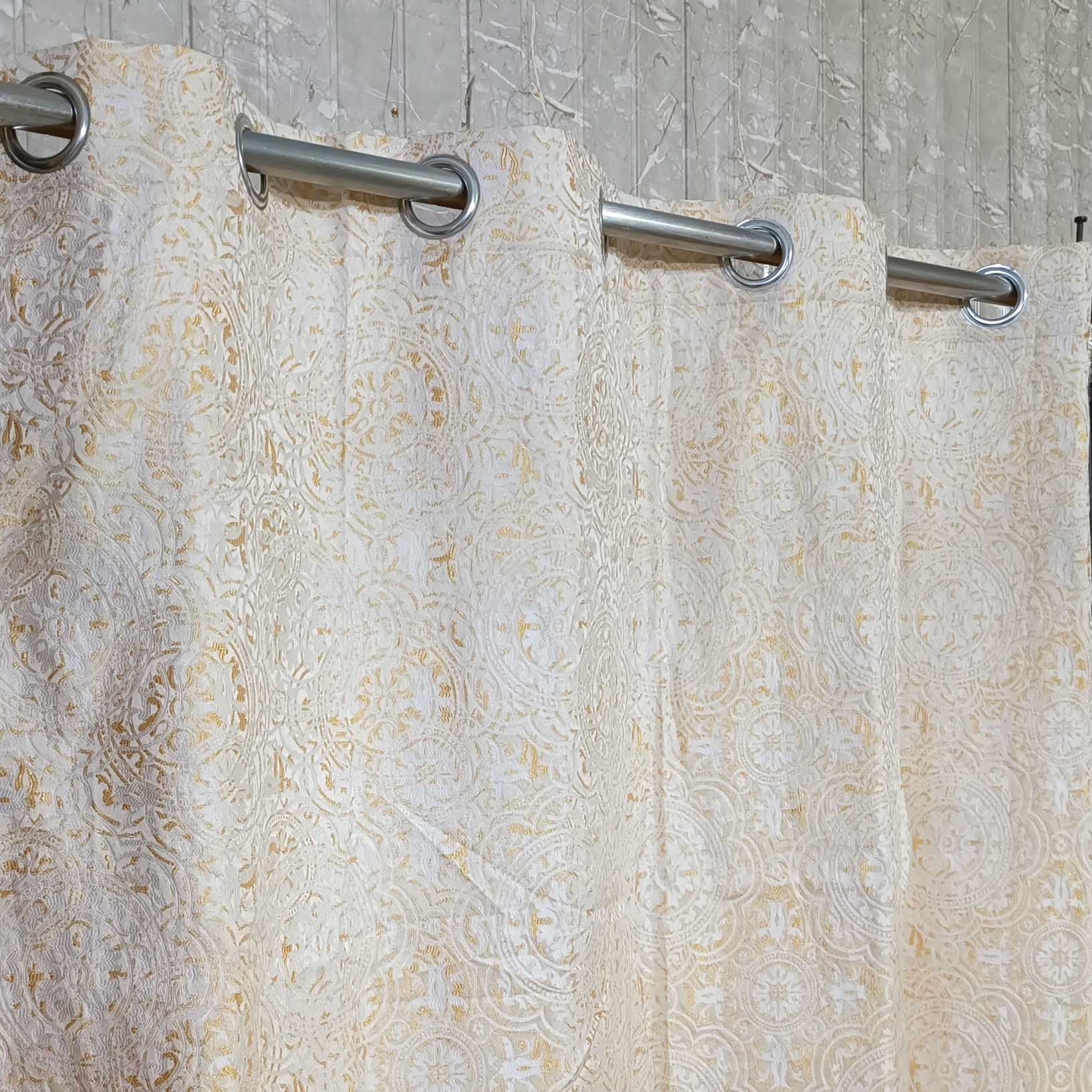 Thick Viscose Curtain Golden on Off-White