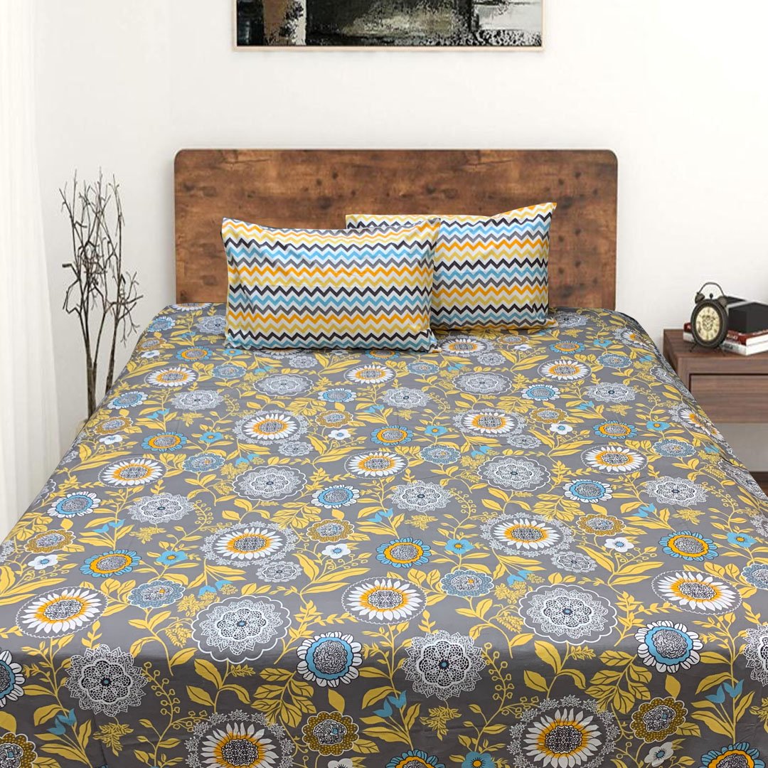 Sun Flowers Cotton Bed Sheet