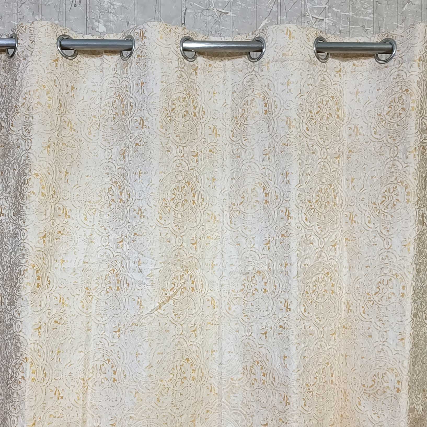 Thick Viscose Curtain Golden on Off-White