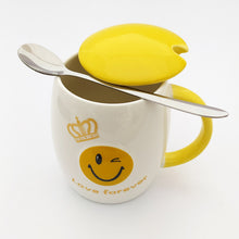 Love Forever  Emoji Ceramic Mug with Lid and Spoon