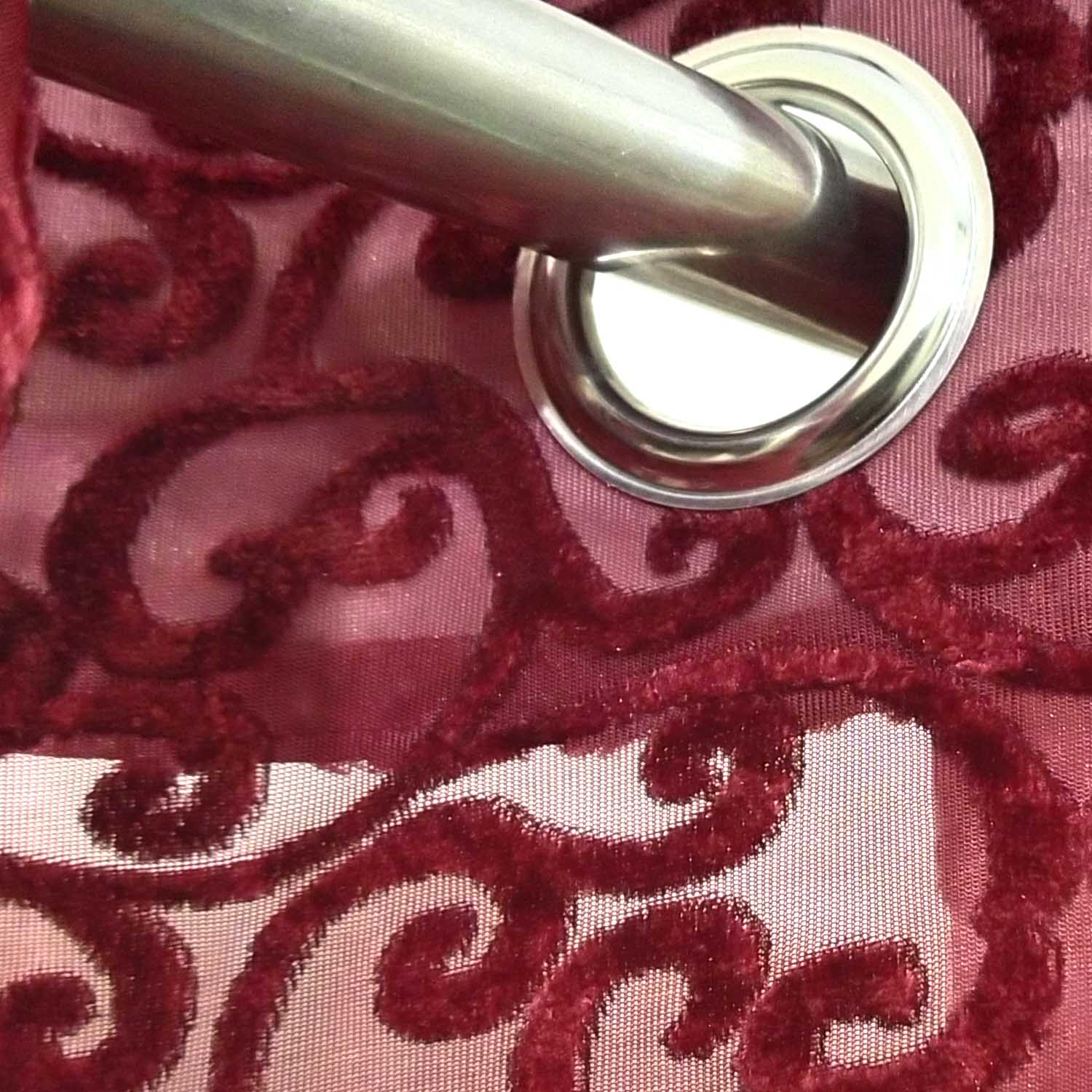 Last 2 Left Extra Discount See Through Light Weight Jacquard Curtain Maroon Red