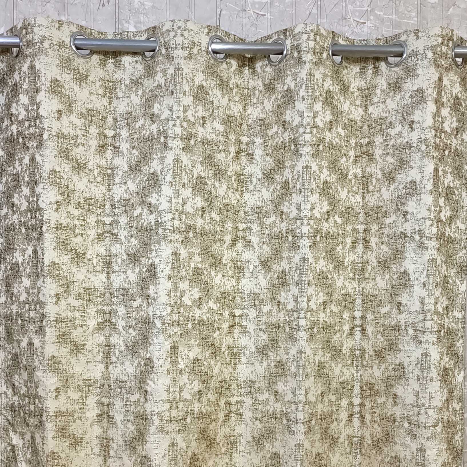 Thick Viscose Curtain Lite Brown & Golden on Off-White