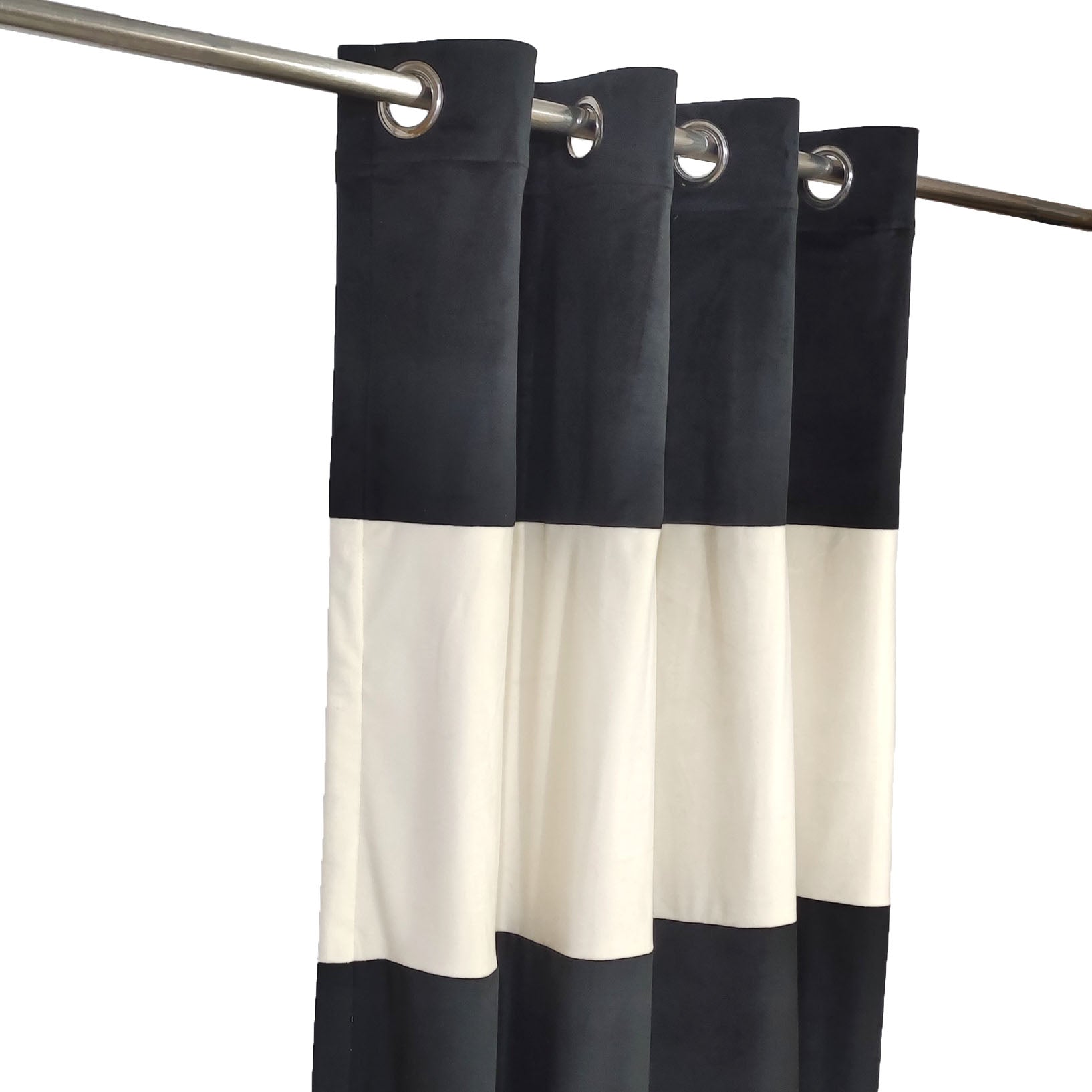 2 Color Patches Velvet Curtain