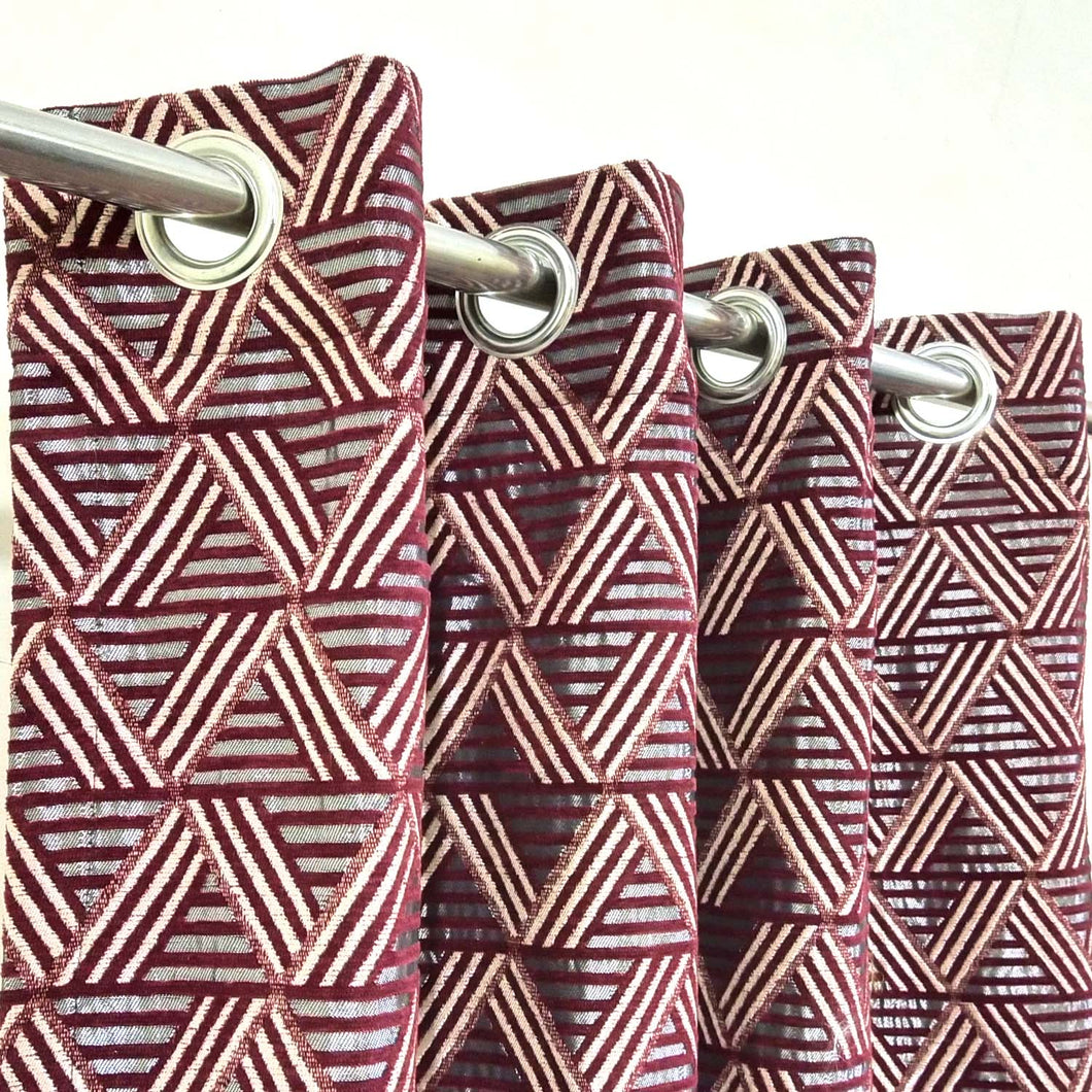 Thick Viscose Curtain Maroon Geometric