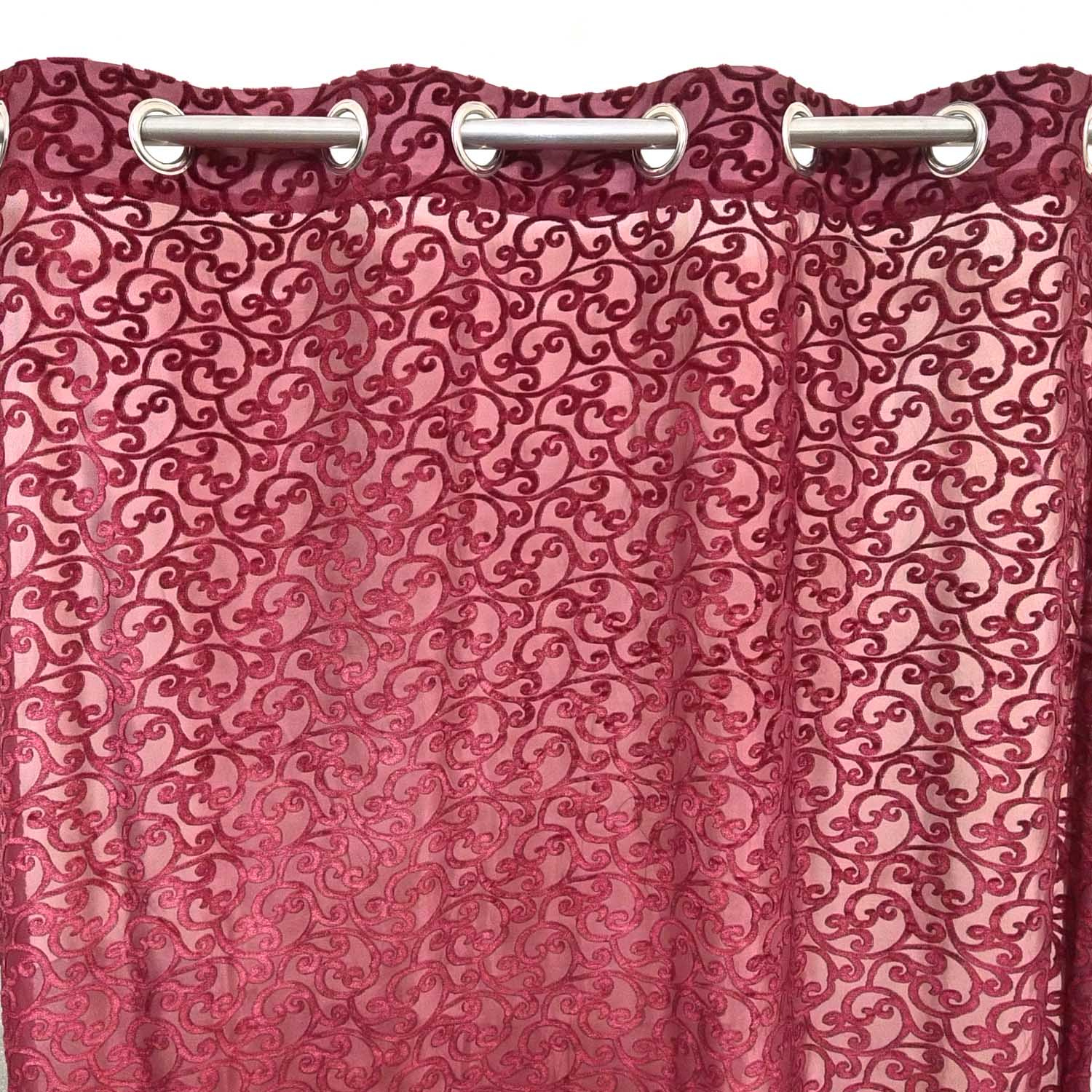 Last 2 Left Extra Discount See Through Light Weight Jacquard Curtain Maroon Red