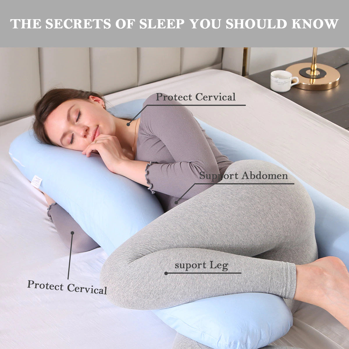 Pregnancy Pillow / U- Shape Maternity Pillow / Sleeping Support Pillow Lite Blue