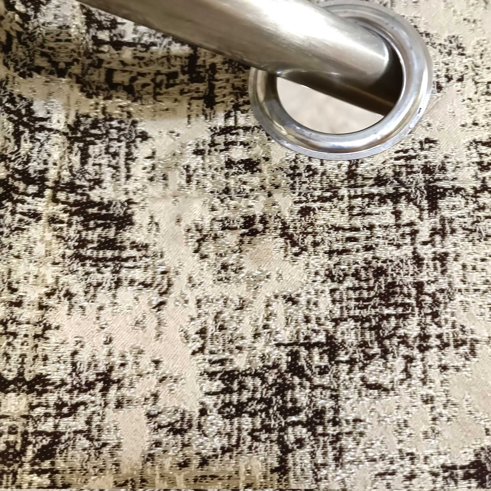 Thick Viscose Curtain Blackish Brown & Golden on Off-White