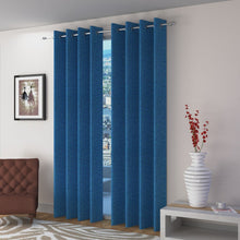 Plain Jute Curtain Blue