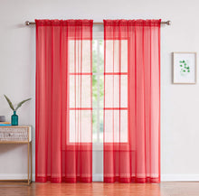 Plain Red Net Sheer Curtain Organza
