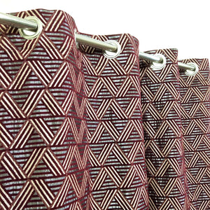 Thick Viscose Curtain Maroon Geometric