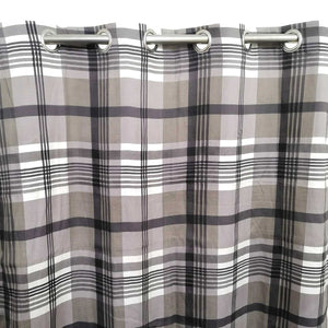 Last 1  left Grey & Brown Checkered Duck Cotton Curtain