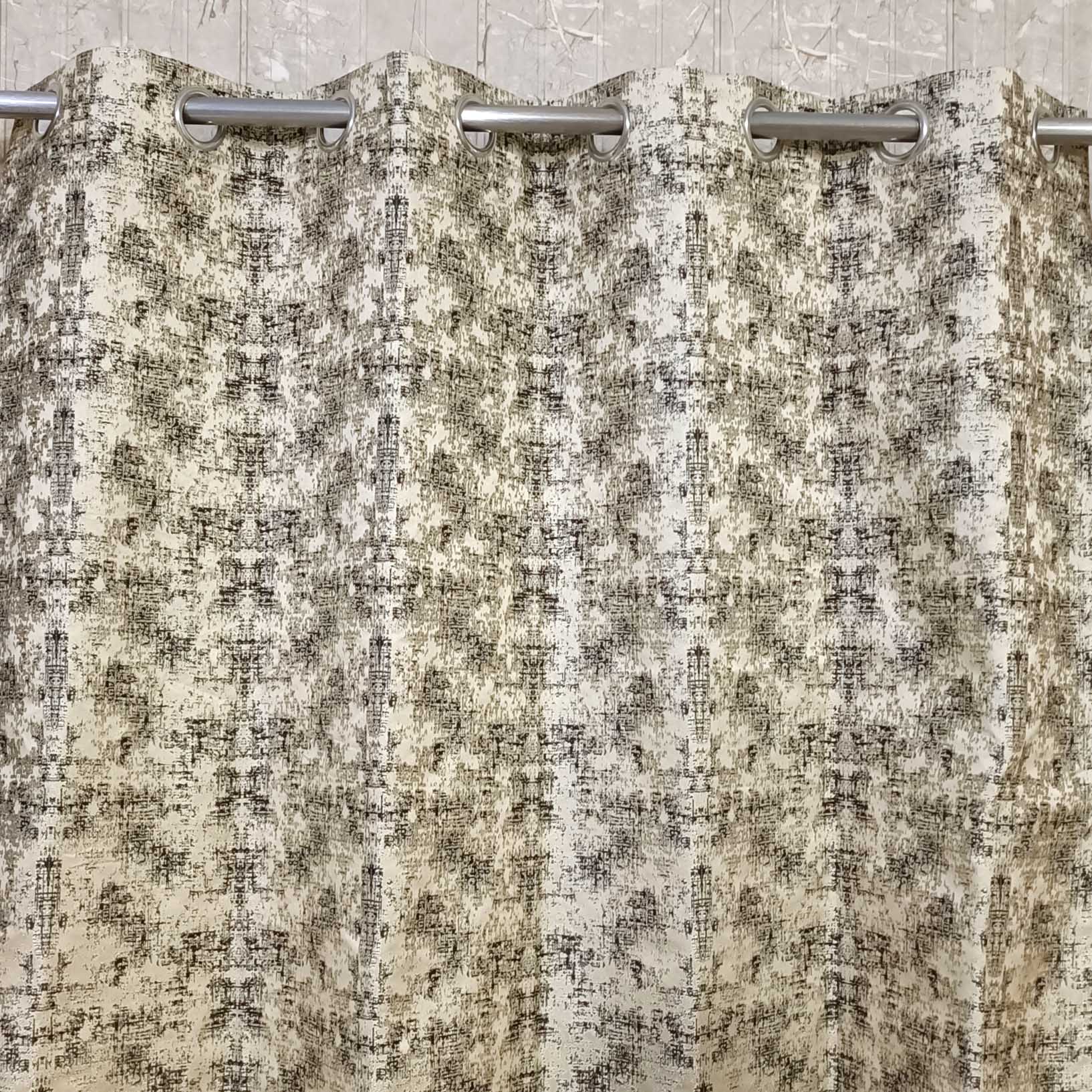 Thick Viscose Curtain Blackish Brown & Golden on Off-White