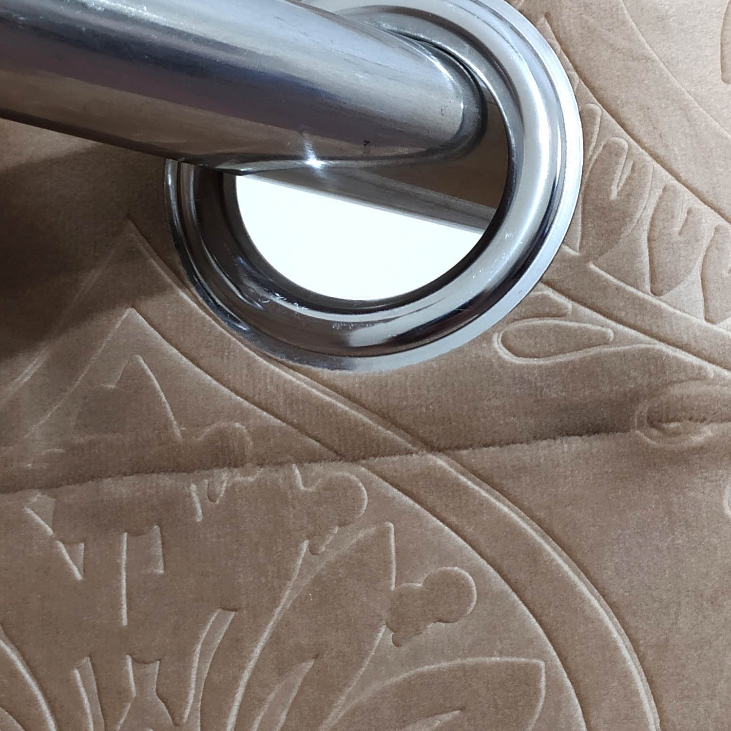 Self Embossed Velvet Curtain Beige