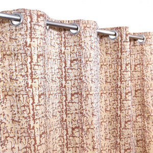 Thick Viscose Curtain Golden & Off-White On Lite Brown Base