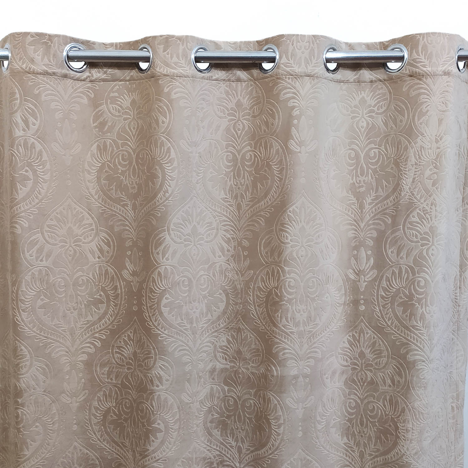 Self Embossed Velvet Curtain Beige