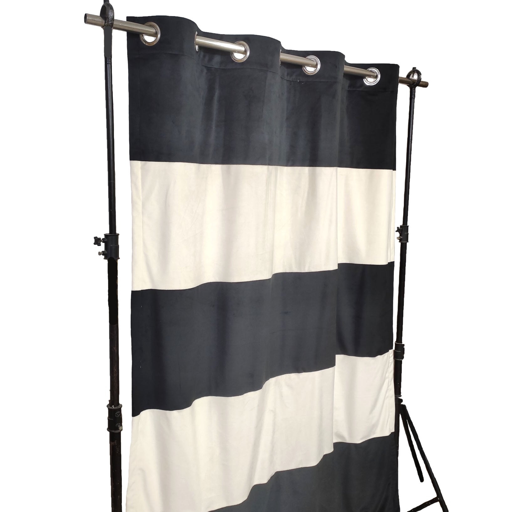 2 Color Patches Velvet Curtain