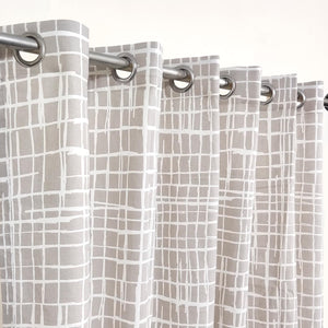 Abstract Grid Lines Duck Cotton Curtain Extra Wide