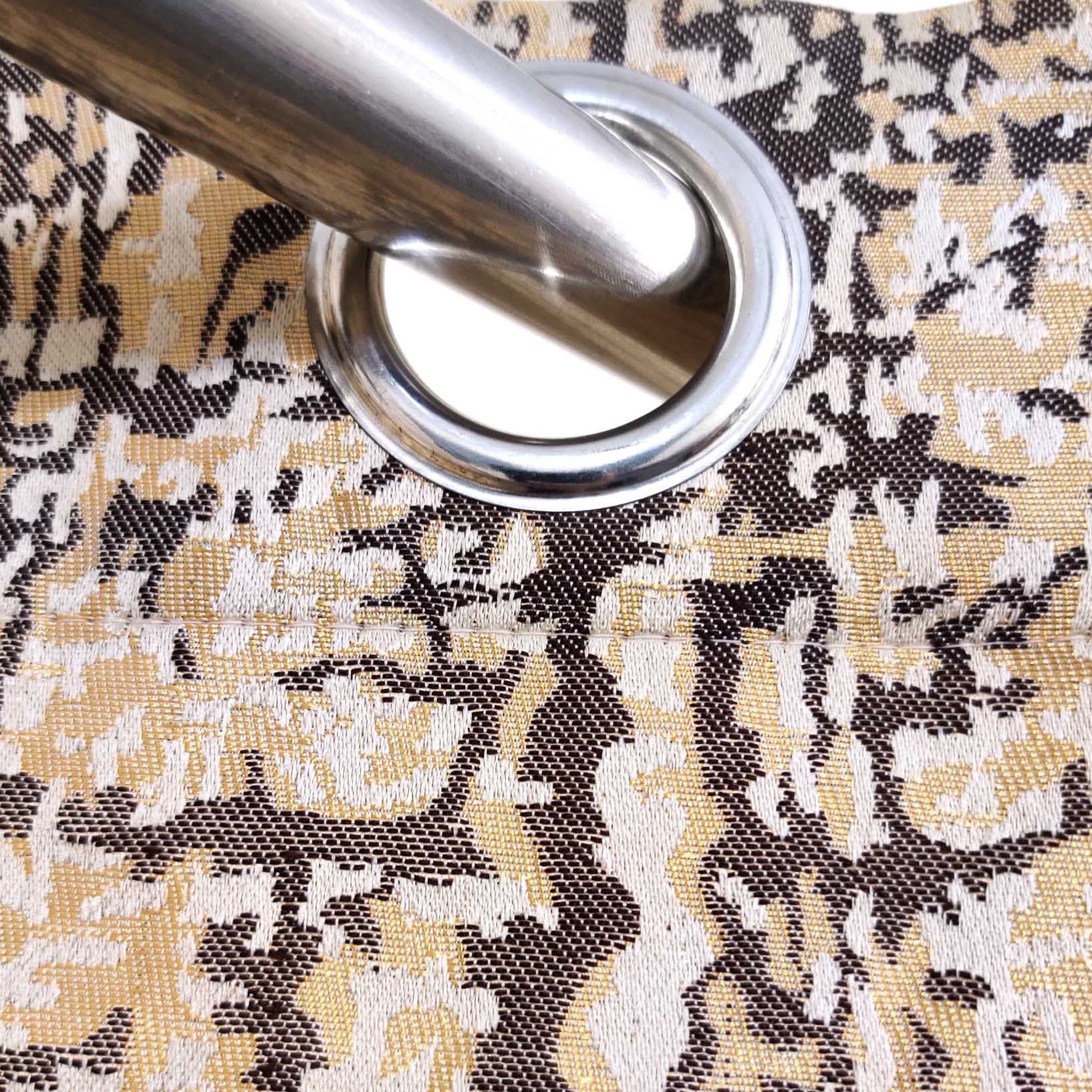 Thick Viscose Curtain Golden & Off-White On Grey Base