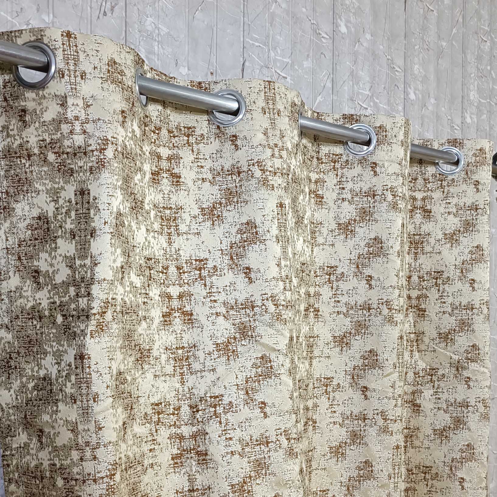 Thick Viscose Curtain Brown & Golden on Off-White