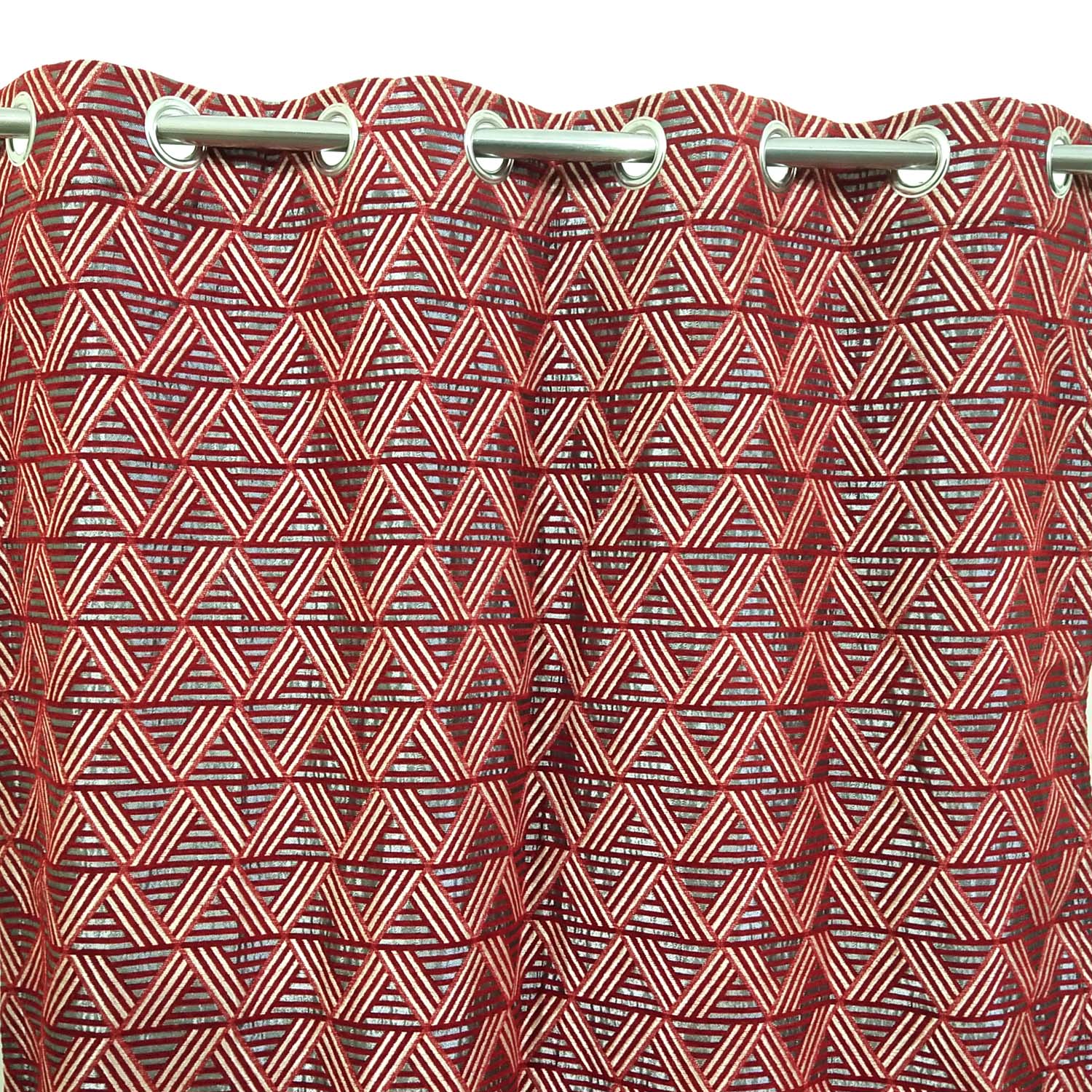 Thick Viscose Curtain Red Geometric