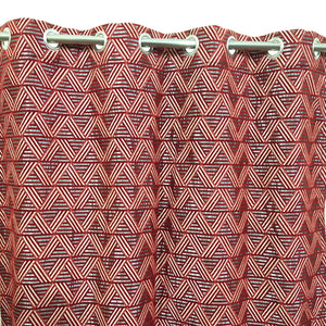 Thick Viscose Curtain Red Geometric