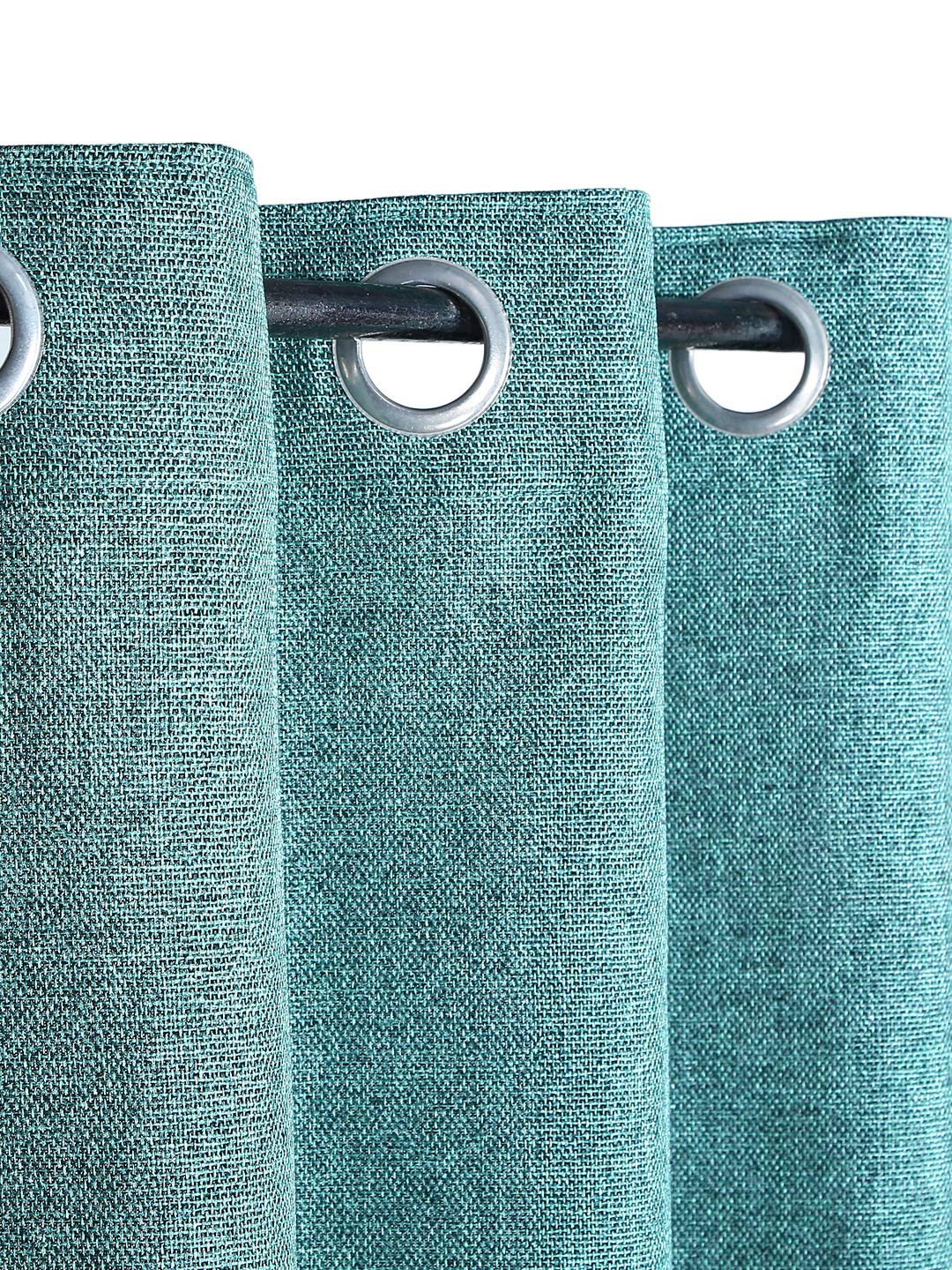 Premium Double Layer Jute Curtain Sea Green