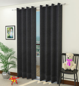 Plain Jute Curtain Black