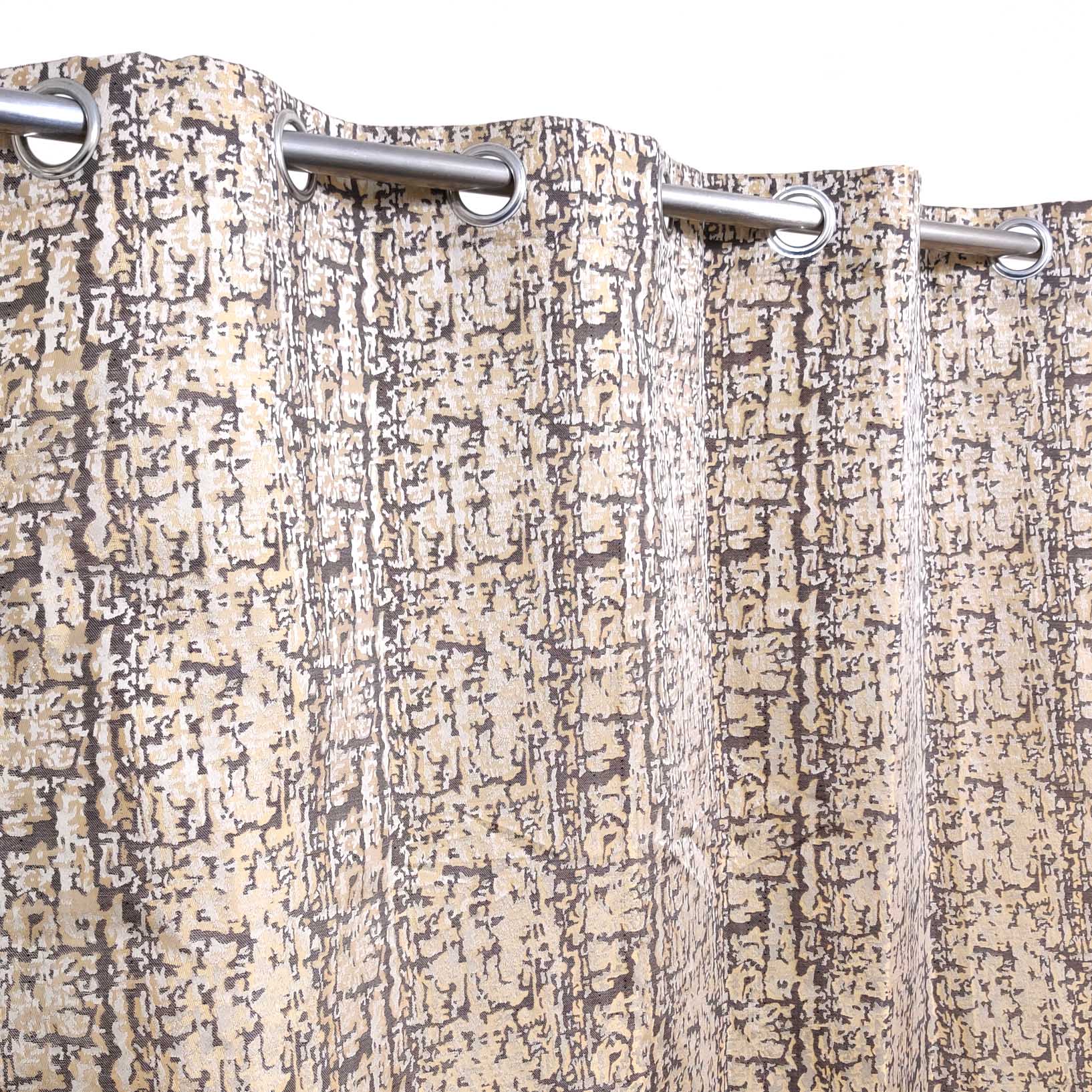 Thick Viscose Curtain Golden & Off-White On Grey Base