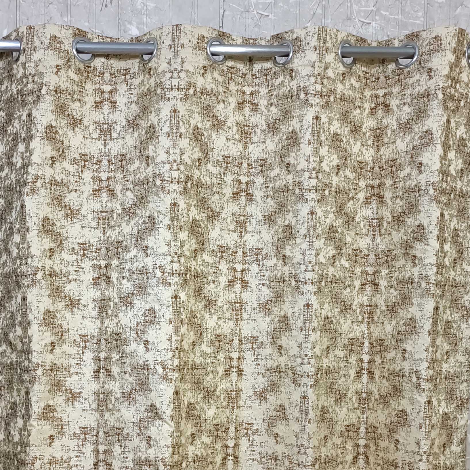 Thick Viscose Curtain Brown & Golden on Off-White