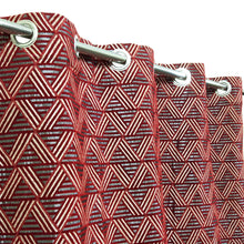 Thick Viscose Curtain Red Geometric