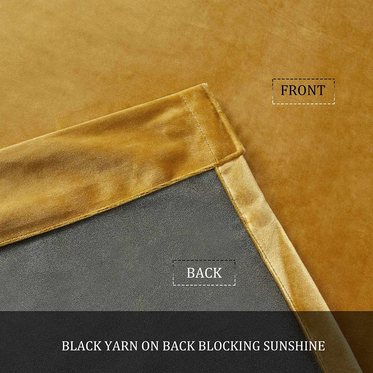 Pair of Plain Velvet Curtain Mustard & Charcoal Grey Combo