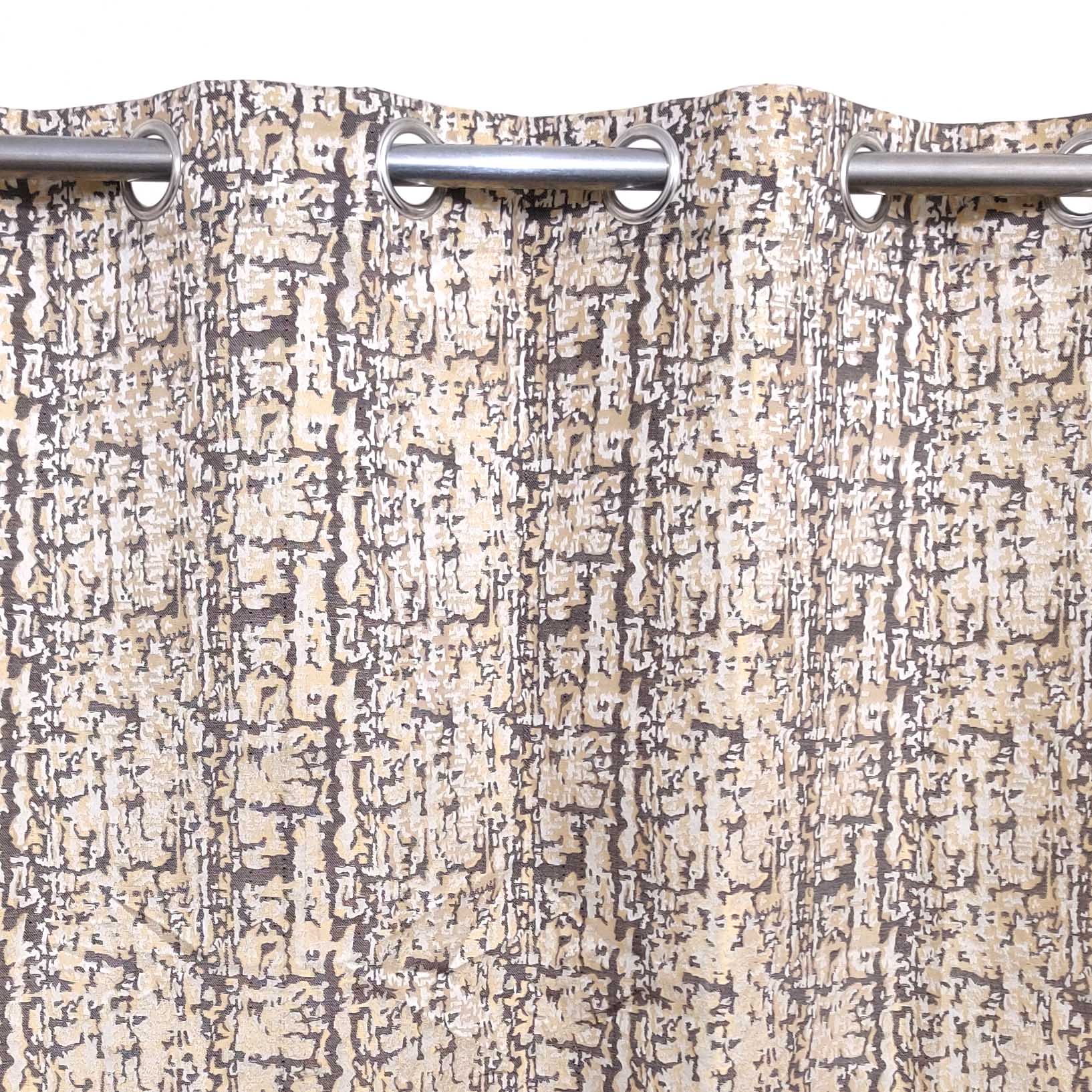 Thick Viscose Curtain Golden & Off-White On Grey Base