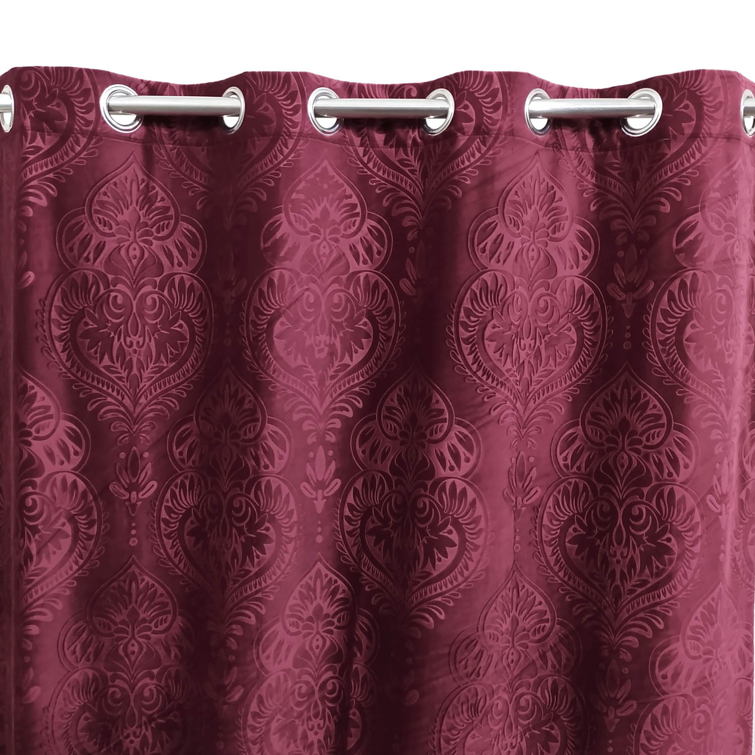 Self Embossed Velvet Curtain Maroon