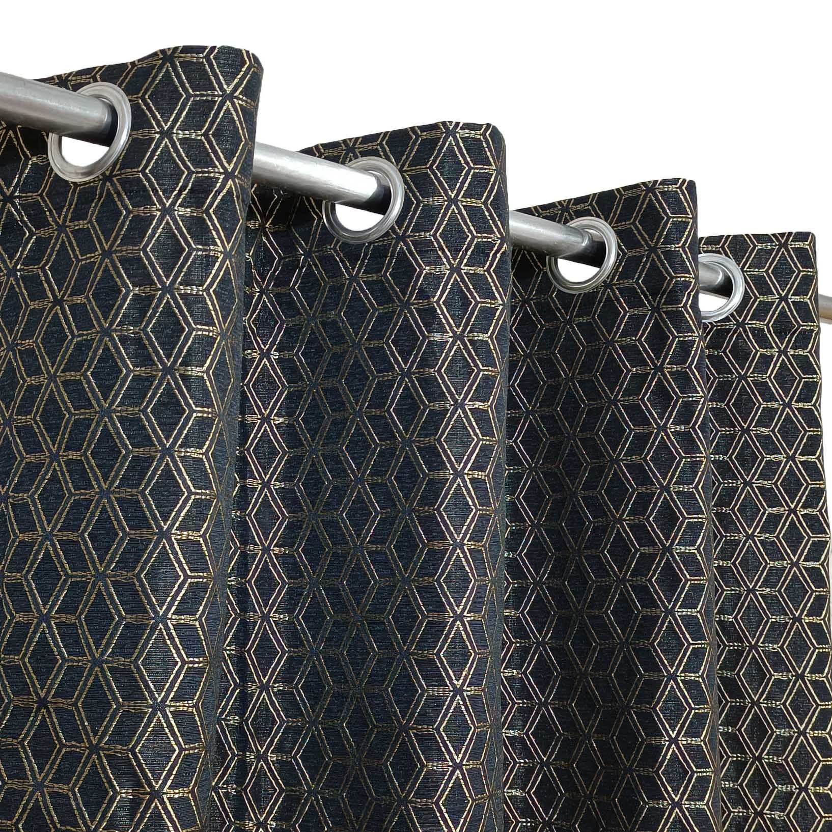 Thick Viscose Curtain Golden on Black Base