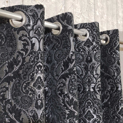 Thick Viscose Curtain Silver Black