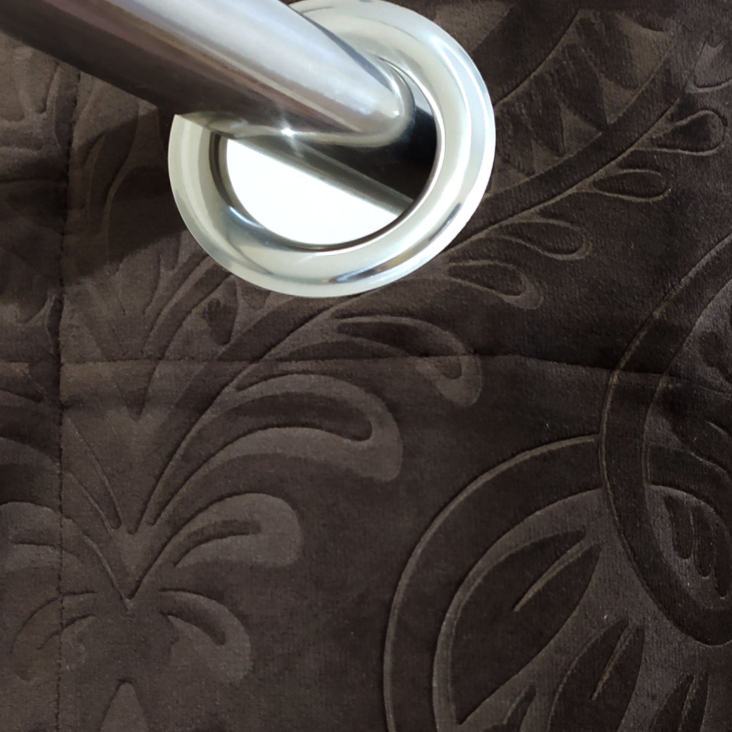 Self Embossed Velvet Curtain Dark Brown